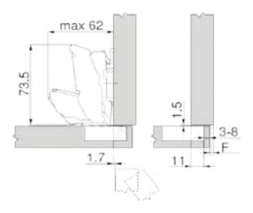 155° Full Overlay Zero Protusion Clip-On Soft Closing Dowel Wide Angle | HG-71B7580 - Image 2